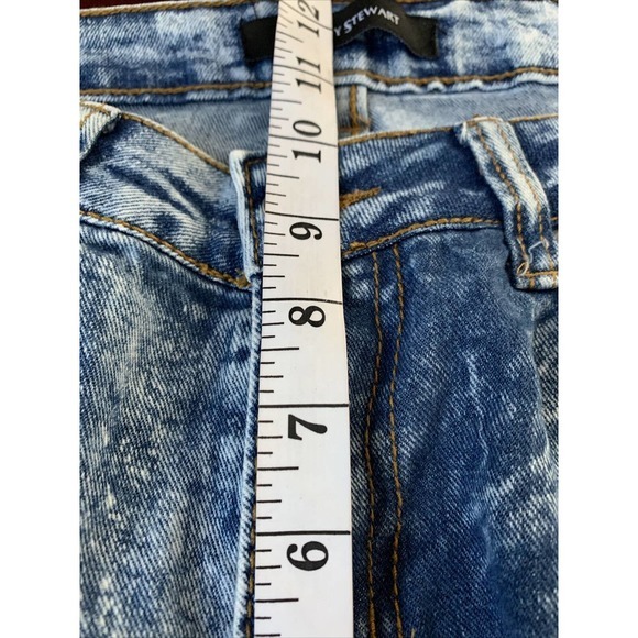 Ashley Stewart Acid Wash Distressed Denim Jeans Blue Lightweight Stretch Sz 12 - Picture 6 of 7